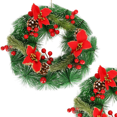 Adventný veniec s ozdobami 30cm, vianočné dekorácie