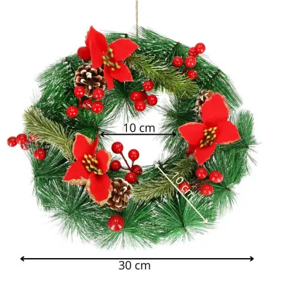 Adventný veniec s ozdobami 30cm, vianočné dekorácie