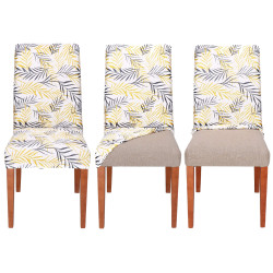 Poťah na stoličku elastický SPRINGOS HA5272 čierno-žlté listy