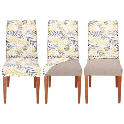 Poťah na stoličku elastický SPRINGOS HA5272 čierno-žlté listy