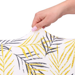 Poťah na stoličku elastický SPRINGOS HA5272 čierno-žlté listy