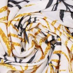 Poťah na stoličku elastický SPRINGOS HA5272 čierno-žlté listy