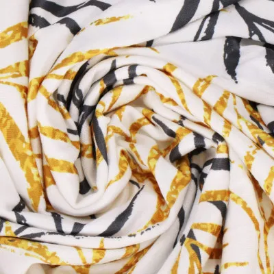 Poťah na stoličku elastický SPRINGOS HA5272 čierno-žlté listy