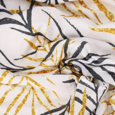 Poťah na stoličku elastický SPRINGOS HA5272 čierno-žlté listy