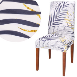 Poťah na stoličku elastický SPRINGOS HA5274 modro-žlté listy