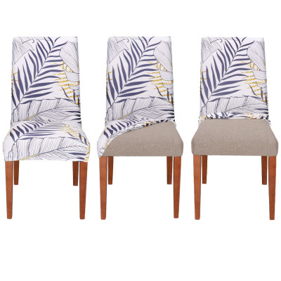 Poťah na stoličku elastický SPRINGOS HA5274 modro-žlté listy