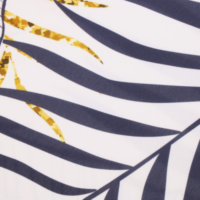 Poťah na stoličku elastický SPRINGOS HA5274 modro-žlté listy