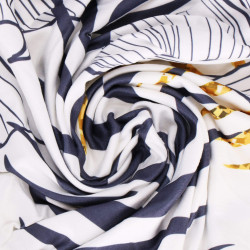 Poťah na stoličku elastický SPRINGOS HA5274 modro-žlté listy