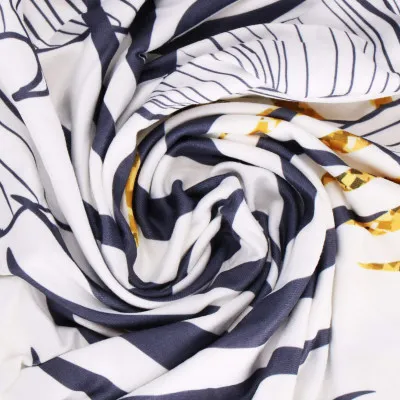 Poťah na stoličku elastický SPRINGOS HA5274 modro-žlté listy