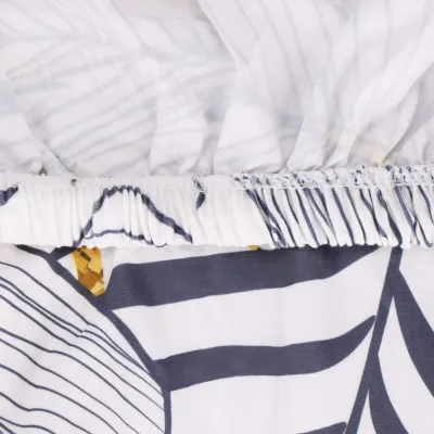 Poťah na stoličku elastický SPRINGOS HA5274 modro-žlté listy