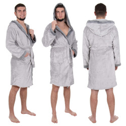 Pánsky župan M/L SPRINGOS VEĽVET šedý