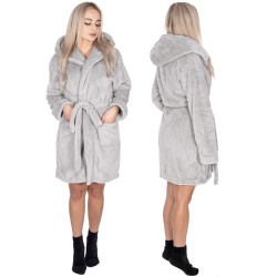 Dámsky župan S/M SPRINGOS LUNA svetlo šedý