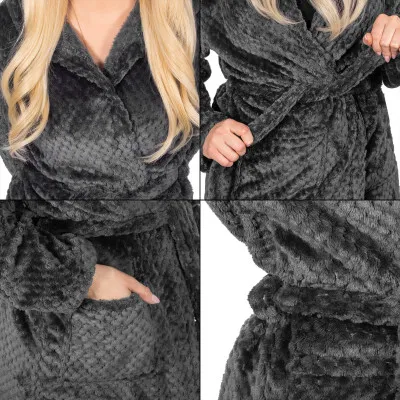 Dámsky župan L/XL SPRINGOS BLISS tmavo šedý