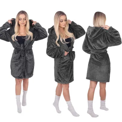 Dámsky župan L/XL SPRINGOS BLISS tmavo šedý