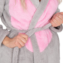 Dámsky župan s ušami L/XL SPRINGOS MOUSE šedo-ružový