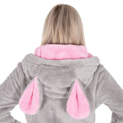 Dámsky župan s ušami L/XL SPRINGOS MOUSE šedo-ružový