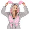Dámsky župan s ušami L/XL SPRINGOS MOUSE šedo-ružový