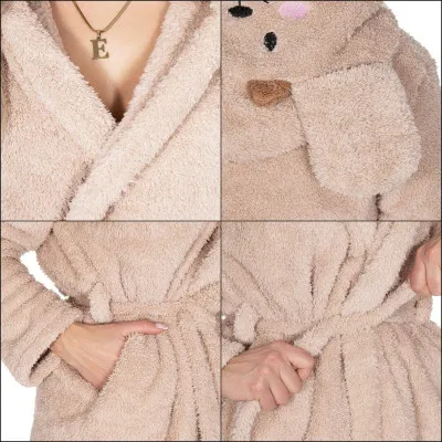 Dámsky župan s ušami S/M SPRINGOS HAMSTER béžový