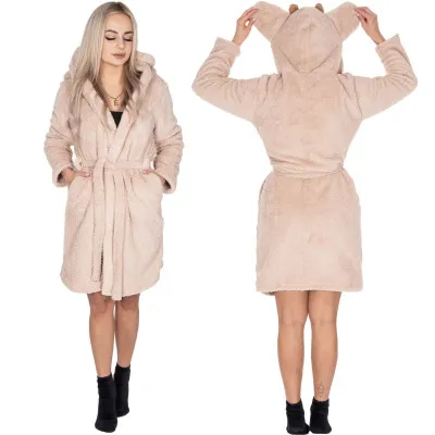 Dámsky župan s ušami S/M SPRINGOS HAMSTER béžový