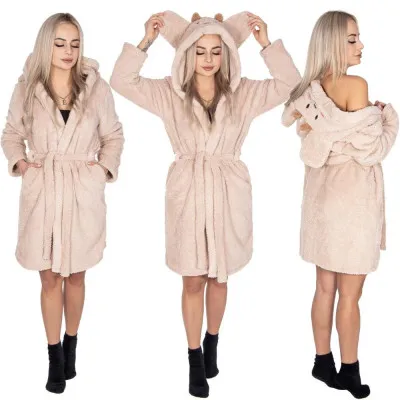 Dámsky župan s ušami S/M SPRINGOS HAMSTER béžový