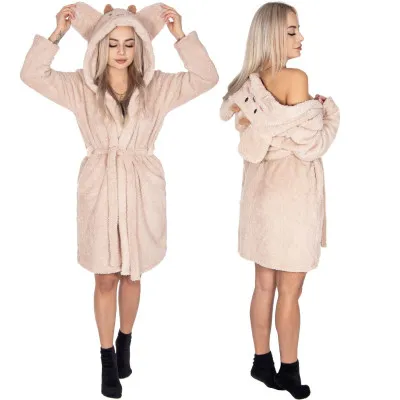 Dámsky župan s ušami L/XL SPRINGOS HAMSTER béžový