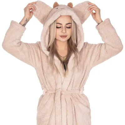 Dámsky župan s ušami L/XL SPRINGOS HAMSTER béžový