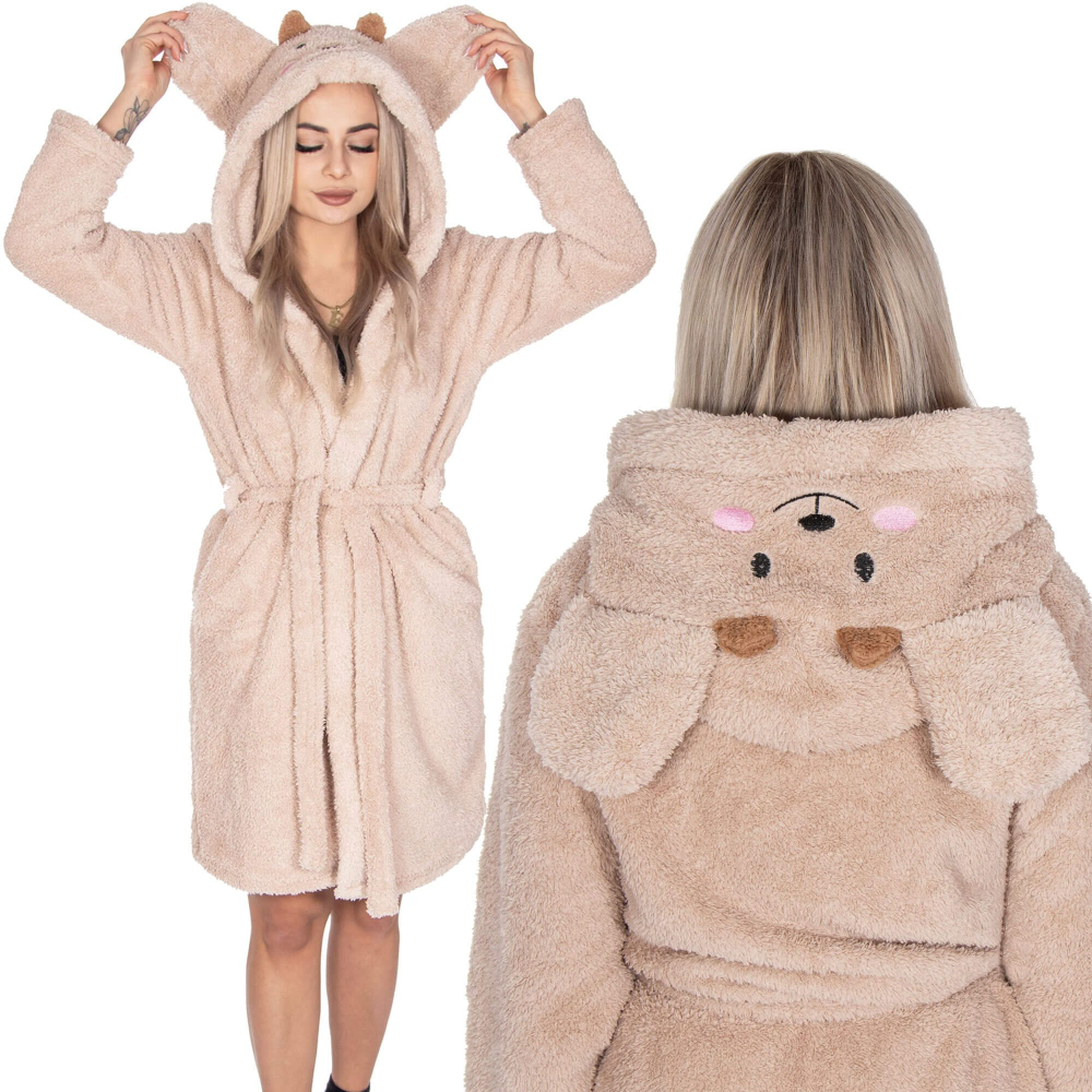 Dámsky župan s ušami L/XL SPRINGOS HAMSTER béžový