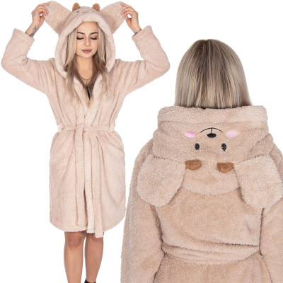 Dámsky župan s ušami L/XL SPRINGOS HAMSTER béžový