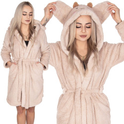 Dámsky župan s ušami L/XL SPRINGOS HAMSTER béžový