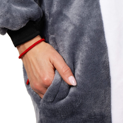 Pyžamo Lemur veľ. S SPRINGOS KIGURUMI šedo-biele