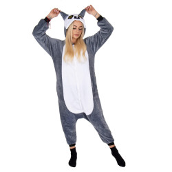 Pyžamo Lemur veľ. M SPRINGOS KIGURUMI šedo-biele