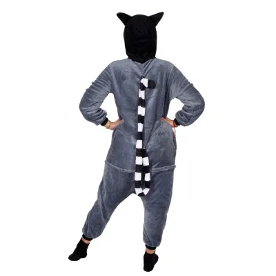 Pyžamo Lemur veľ. M SPRINGOS KIGURUMI šedo-biele