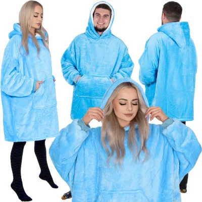 Mikinová deka SPRINGOS OVERSIZED tyrkysová