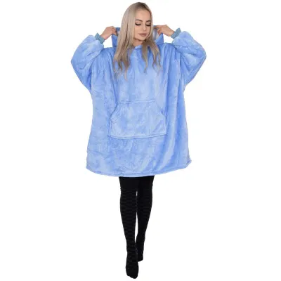 Mikinová deka SPRINGOS OVERSIZED svetlo modrá