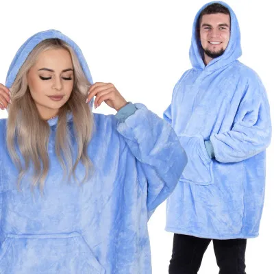 Mikinová deka SPRINGOS OVERSIZED svetlo modrá