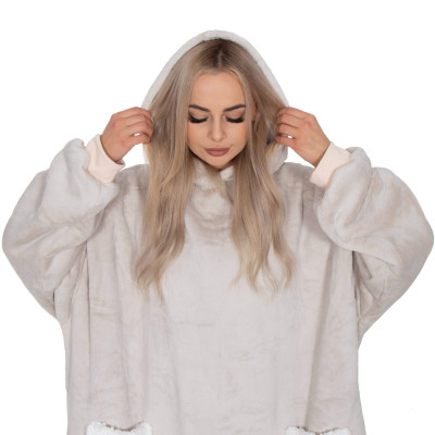 Mikinová deka SPRINGOS OVERSIZED béžová