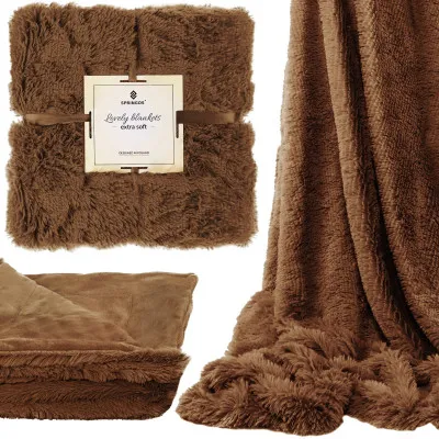 Dvojvrstvová deka 160x200 cm SPRINGOS LOTUS hnedá