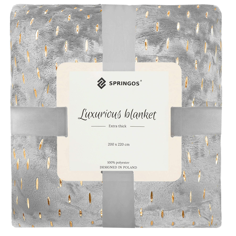 Plyšová deka 200x220 cm SPRINGOS EMBER sivá