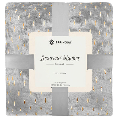 Plyšová deka 200x220 cm SPRINGOS EMBER sivá