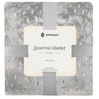 Plyšová deka 200x220 cm SPRINGOS EMBER sivá