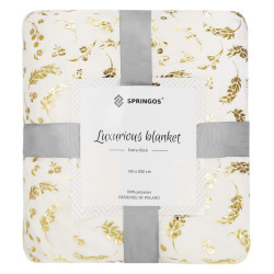 Plyšová deka 150x200 cm SPRINGOS FLORAL biela