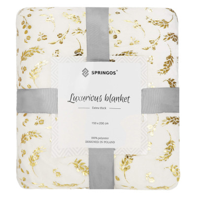 Plyšová deka 150x200 cm SPRINGOS FLORAL biela