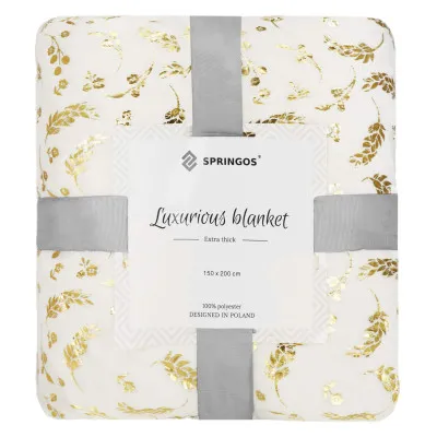 Plyšová deka 150x200 cm SPRINGOS FLORAL biela