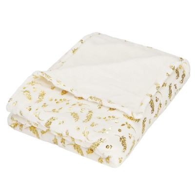 Plyšová deka 150x200 cm SPRINGOS FLORAL biela