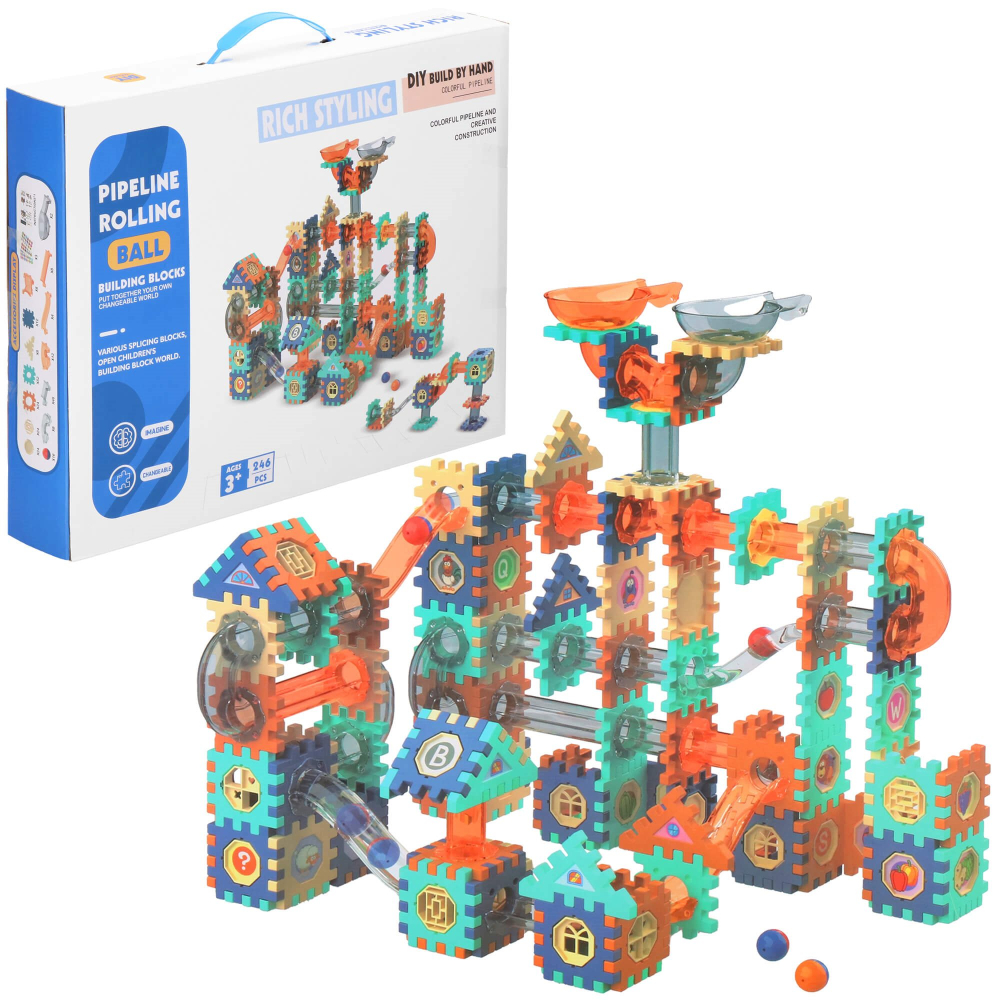 Detská stavebnica guličková dráha SPRINGOS PIPELINE farebná