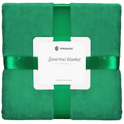 Plyšová deka 200x220 cm SPRINGOS GRANDE zelená