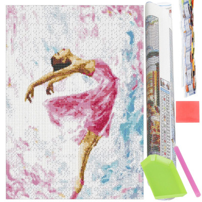 Diamantové maľovanie 40x30 cm SPRINGOS ART Baletka v ružovom