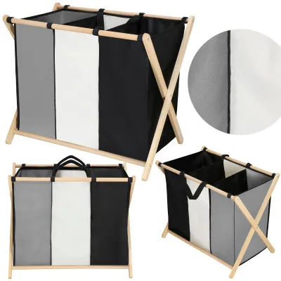 Skladací kôš na triedenú bielizeň 3 oddiely SPRINGOS LB001