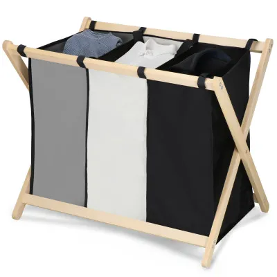Skladací kôš na triedenú bielizeň 3 oddiely SPRINGOS LB002