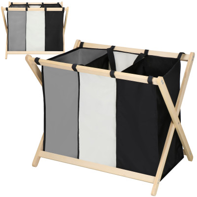 Skladací kôš na triedenú bielizeň 3 oddiely SPRINGOS LB002